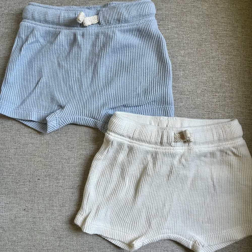 Old Navy Waffle-Knit Pull-On Shorts for Baby - Set of 2 - light blue and white